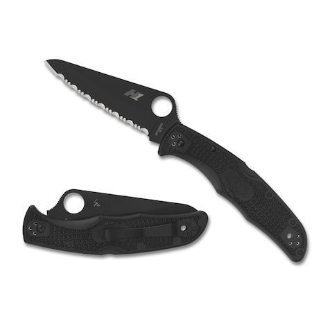 Spyderco 2024 Spyderco, Reveal V4, Pacific Salt 2, Black Frn, Black Blade, Serrated SPY-C91SBBK2